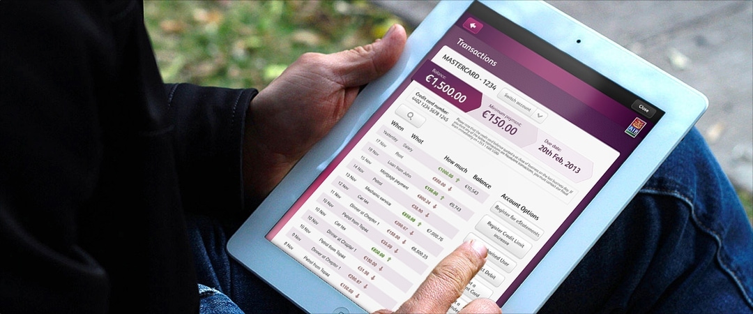Banking dashboard interface.